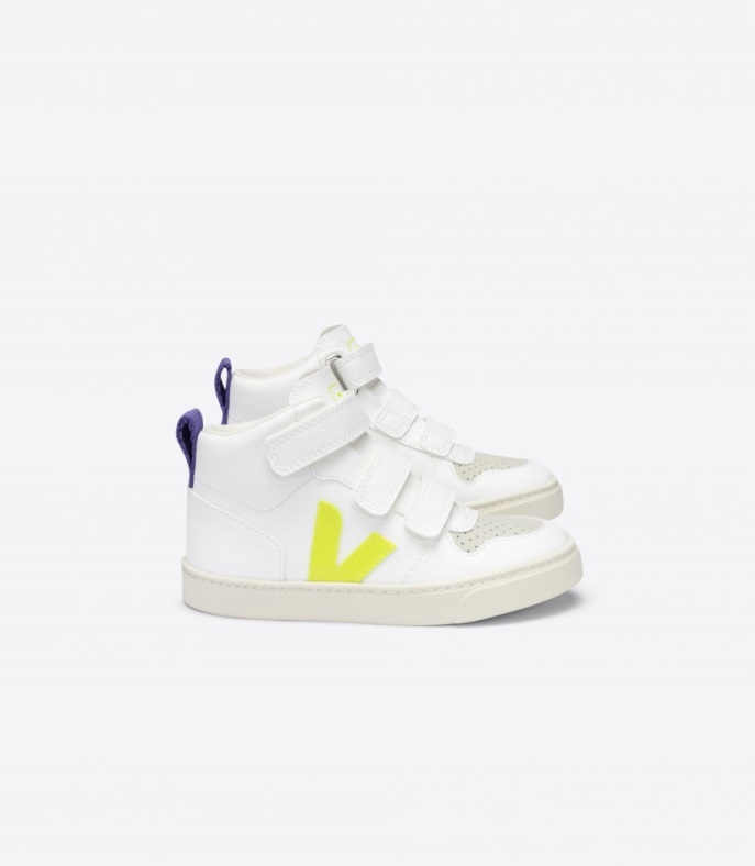 Veja Brand V-10 Mid Cwl Weiß Jaune-fluo Lila