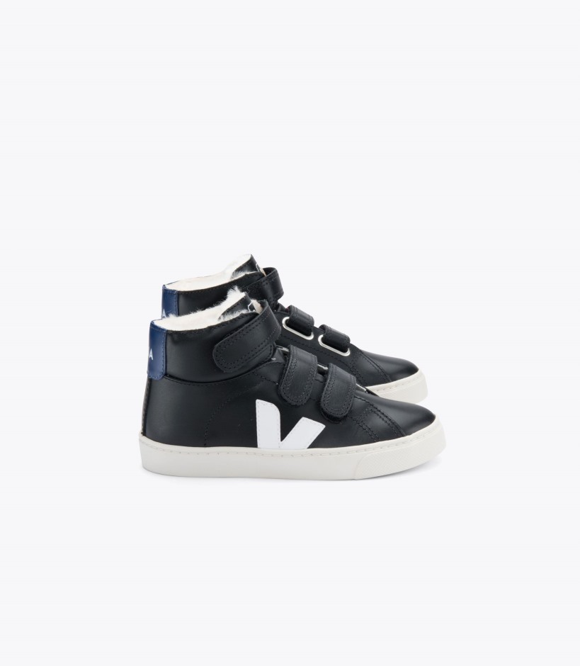 Mid Fured Leather Black Cobalt Collection Veja Brand