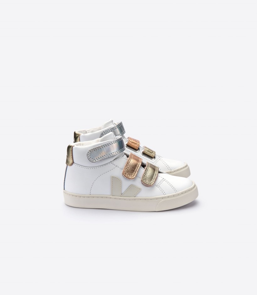 Mid Straps Leather White Shiny Veja Original