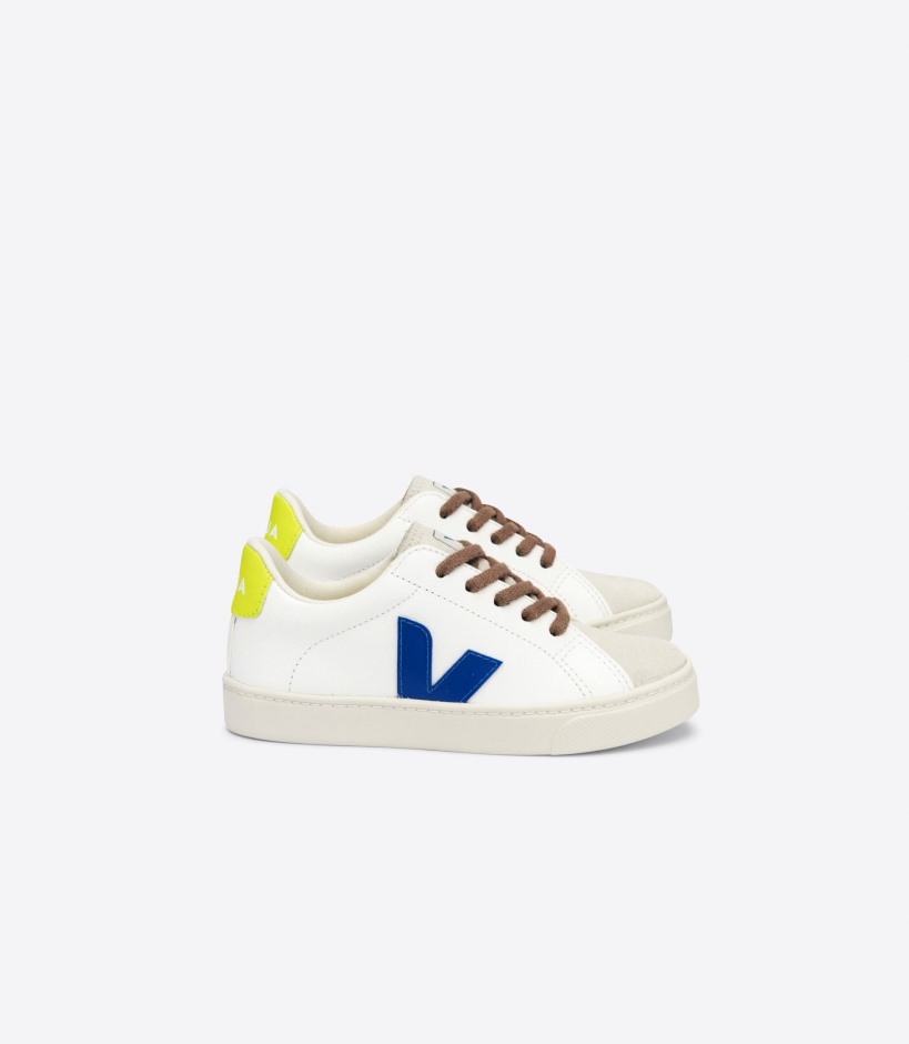 Laces Chromefree Leather White Indigo Jaune Fluo Series Veja Brand