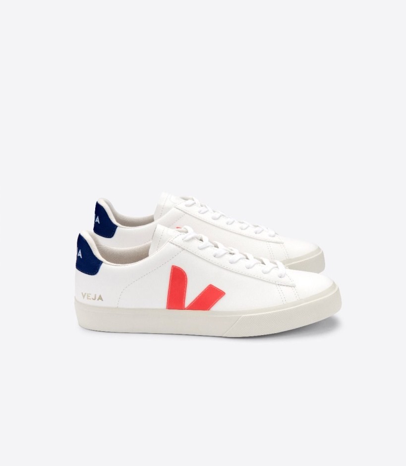 Special Veja Brand Chromefree Leather White Orange Fluo